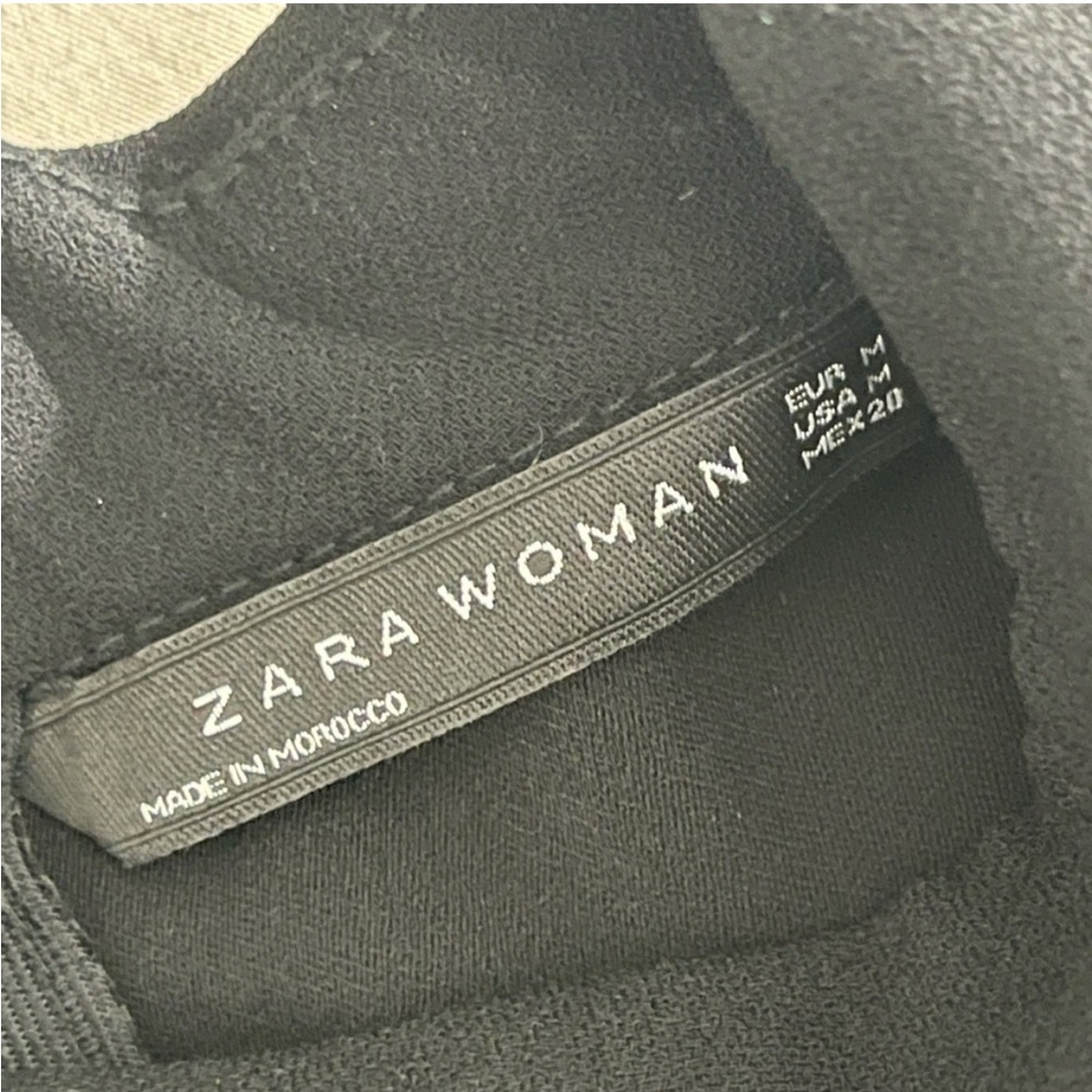 Zara Black Mini Shift Choker Neck Dress, Sort Sleeves, Medium - Picture 6 of 9